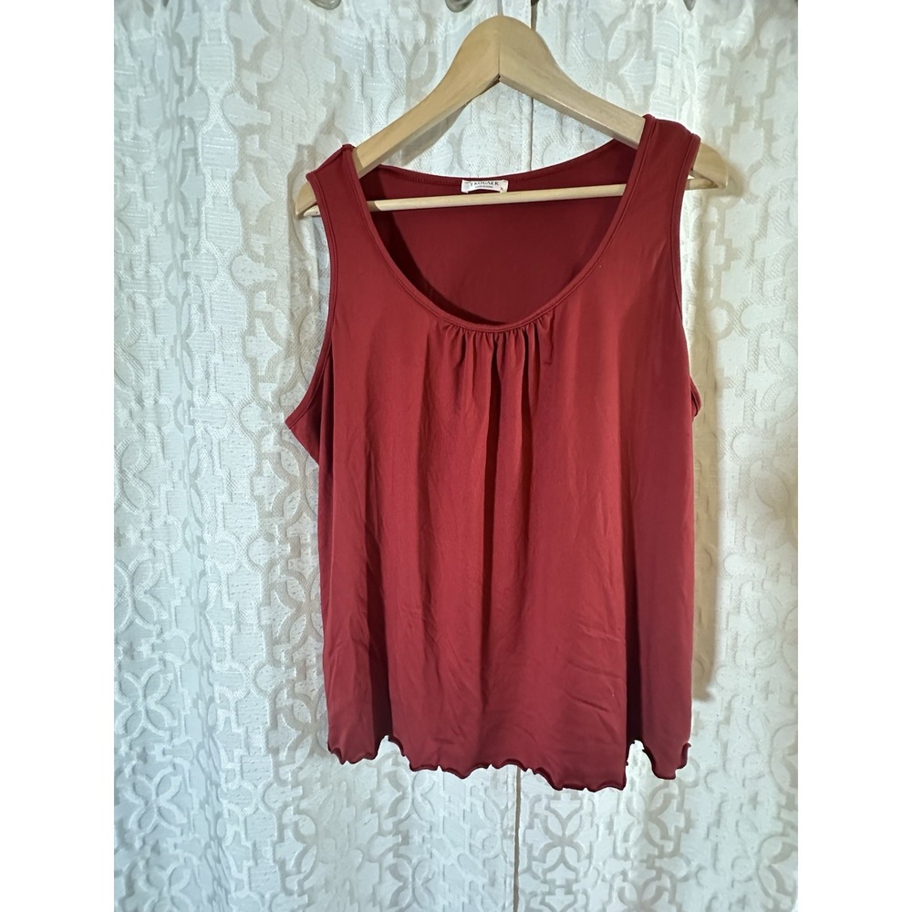 Ekouaer Stretch Knit Sleeveless Top - XL- Scoop Neck, Lettuce Hem